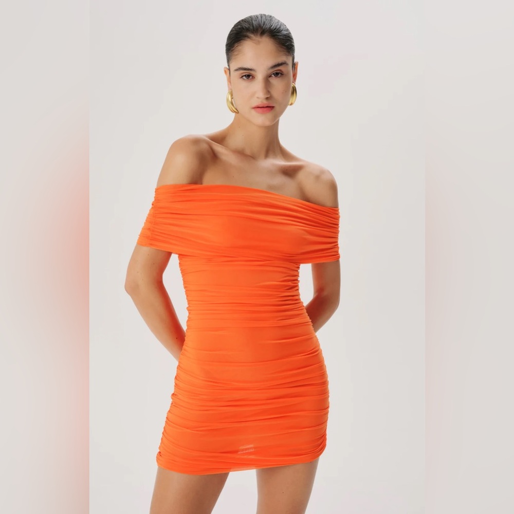 NWT Ronny Kobo Vaughn Off The Shoulder Mini Dress Sz L